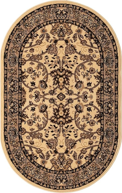 Unique Loom Sialk Hill Collection Area Rug - Washington (3' 3" x 5' 3" Oval Ivory/Black)