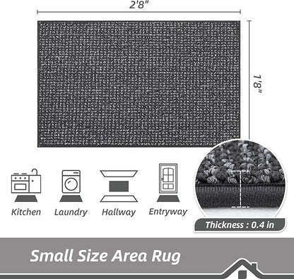 BEQHAUSE 20"x32" Entryway Rug Indoor Door Mat Non-Slip Washable, Hallway Rugs Absorbent & Stain Resist Hall Carpet Runner Rugs for Entryway, Front Door Floor Mats Laundry Room Rugs for Entry, Charcoal