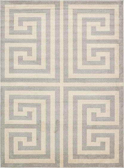 Unique Loom Athens Collection Classic Geometric Modern Border Design Area Rug (10' 0 x 13' 0 Rectangular, Gray/ Beige)