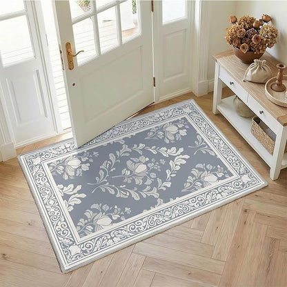 SOULFUL Medium Pile 3x5 Area Rug - Soft Underfoot Small Entryway Rug - Greige Boho Floral - Washable Non-Slip - Perfect for Living Room Bedroom Foot Kids Room Reading Nook