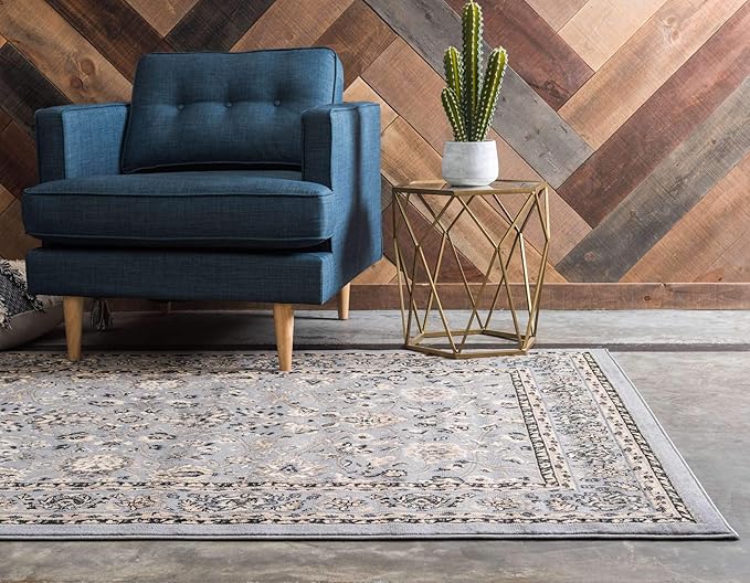 Unique Loom Sialk Hill Collection Area Rug - Washington (9' 10" x 13' 1" Rectangle Gray/Black)