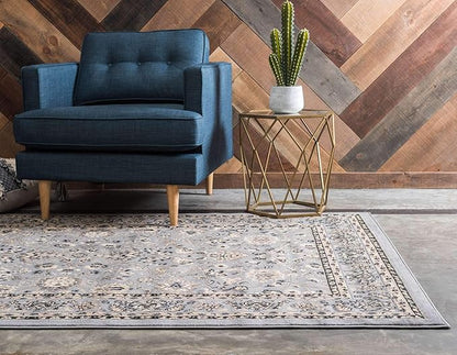 Unique Loom Sialk Hill Collection Area Rug - Washington (5' 1" x 8' Rectangle Gray/Black)