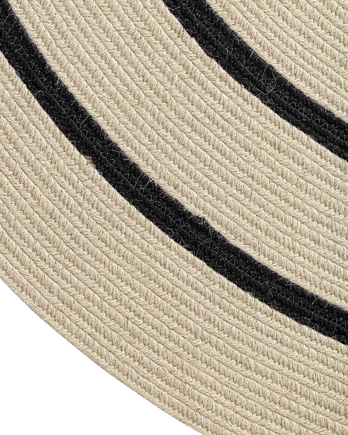 DEXI Round Jute Rug Natural Fiber 6x6, Braided Woven Area Rugs No Shed, Large Soft Neutral Rustic Carpet Mat for Indoor Outdoor Patio Dining Living Room Bedroom Farmhouse, 6ft, Ivory/Black