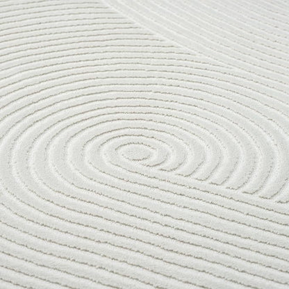 Abani Cream Area Rug 6' x 9' for Living Room, Bedroom - Zen Reiki Circles Pattern - Durable & Easy to Clean