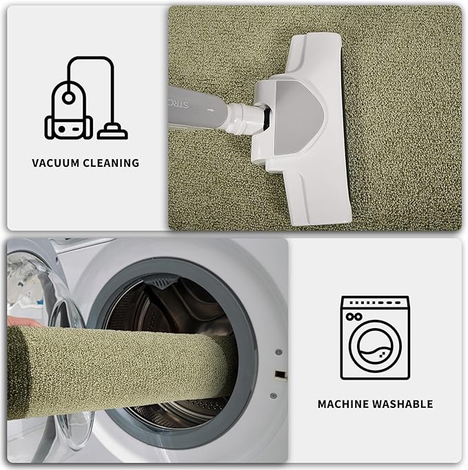 PURRUGS Dirt Trapping Door Mat 24" x 60", Non-Slip/Skid Machine Washable Entryway Rug, Shoes Scraper, Throw Rug, Super Absorbent Area Rug for Muddy Wet Shoes and Paws, Budding Green & Sage Green
