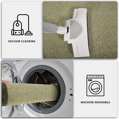 PURRUGS Dirt Trapping Door Mat 24" x 36", Non-Slip/Skid Machine Washable Entryway Rug, Shoes Scraper, Throw Rug, Super Absorbent Area Rug for Muddy Wet Shoes and Paws, Budding Green & Sage Green