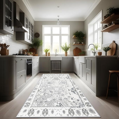 Hallway Runner Rug 2x6ft Washable Kitchen Runner Rug Non-Slip Vintage Soft Carpet Laundry Room Runner Rugs with Rubber Backing for Farmhouse, Entryway, Living Room, Bedroom