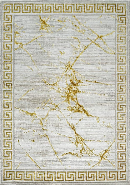 GLORY RUGS Area Rugs Marble 4x5 Cream Gold Carpet Modern Abstract Rug Living Room Dining Bedroom Rug