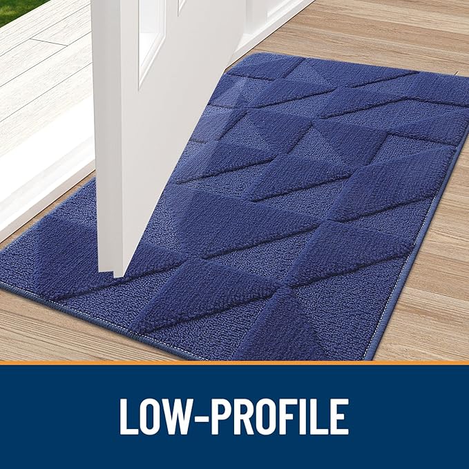 OLANLY Door Mats Indoor, Non-Slip, Absorbent, Dirt Resist, Entrance Washable Mat, Low-Profile Inside Entry Doormat for Entryway (59x20 inches, Navy)