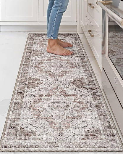 LUMI Washable Kitchen Rug 2x6 for Floor, Non Slip Runner Rugs with Rubber Backing, Low Pile Comfort Area Carpet for Standing, Living Room, Entryway, Laundry, Hallways