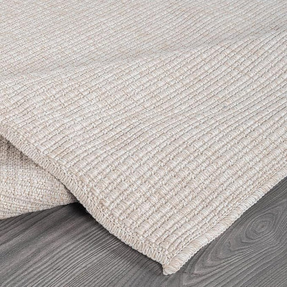Beverly Rug Easy Jute Off White Rug 5x7 Solid Washable Durable Outdoor Indoor Area Rugs for Living Dining Room Patio Office Stain Resistant Non Shedding Casual Indoor Outside Carpet (5 x 7 Off-White)