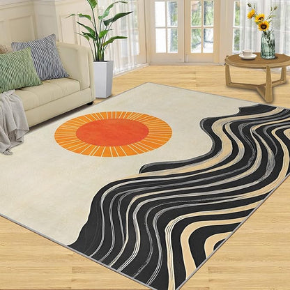 Boho Sun Runner Rugs 2x4ft, Watercolor Mountain Small Entryway Mats, Abstraction Deco Laundry Room Rug Non Slip Durable Throw Rugs for Front Door Bedroom Bedside
