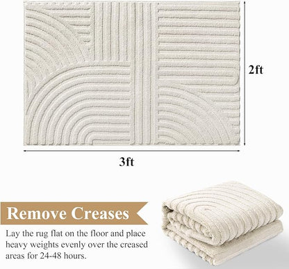 Pauwer 2x3 Washable Area Rugs for Living Room Modern Beige Solid Color Soft Fluffy Rugs for Bedroom Non Slip Boho Accent Indoor Mat Floor Carpet Cover for Kids Room Dining Room Kitchen Office, Beige