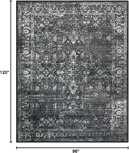 Lahome 8x10 Area Rugs for Living Room Washable Rugs 8x10 Black Large Rug Indoor Carpet, Vintage Distressed Rug Soft Non Slip Area Rug for Bedroom Dining Room Home Office(8 x 10, Black/Grey)