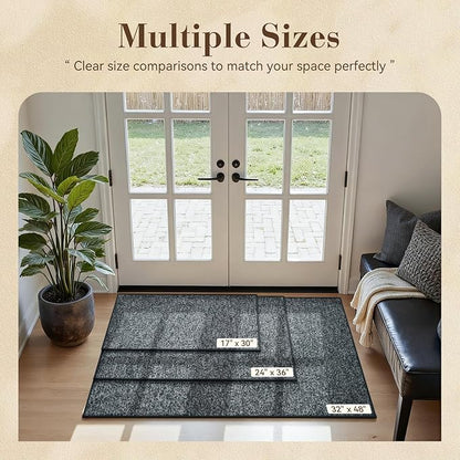 MontVoo Door Mat Indoor Entrance Doormat, Absorbent Durable Rubber Non Slip Front Door Mat for Inside Entry Entryway Dirt Trapper Welcome Mat, Darkgrey 17''x30''