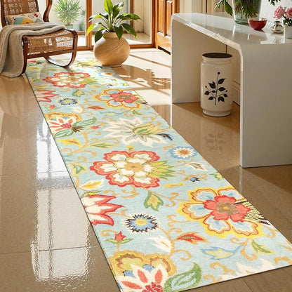 Lahome Floral Extra Long Runner Rugs for Hallways - Runner Rug 2x10 Non-Slip Washable Kitchen Floor Runner Throw Lightweight Indoor Rug, Paisley Print Carpet Runner for Bedroom Foyer Entryway Bathroom