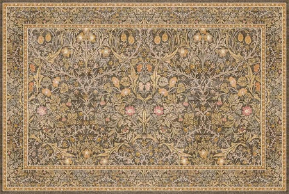 Brown Washable Entry Rug - Front Door Throw Rugs Indoor, Non-Slip Bathroom Small Rugs, Vintage Floral Thin Rug for Kitchen, Boho Earthy Entryway Décor (2x3 Gold Brown)