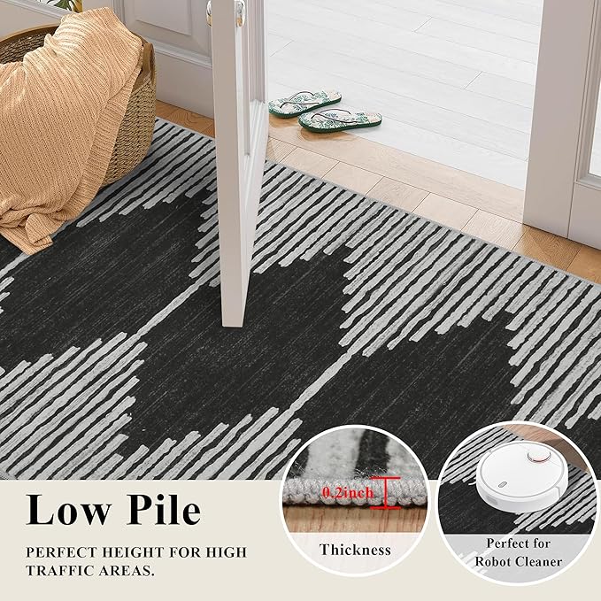HelloTree 2x3 Entryway Rug, Indoor Small Machine Washable Area Rug Non Slip Backing Home Decor Floor Decoration Mat Boho Rugs for Entrance Kids Room Bedside Bedroom Resistant Carpet
