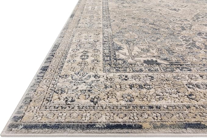 Loloi Teagan Collection TEA-04 Sky/Natural 11'-6" x 15' Area Rug, Large, Soft Neutral Rug, High-Traffic for Living Room, Bedroom, Home Office, Dining Area