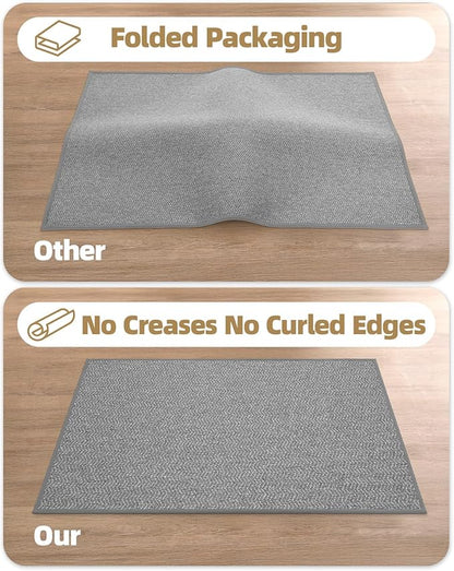 Color&Geometry Thin Indoor Entrance Mats for Home, 24"X36" Indoor Mats for Entryway Non Slip Rubber Backed, Dirt Trapper Door Rugs for Entryway Indoor 2x3 Washable, Grey (Rolled-up NO Creases)