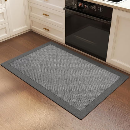Front Door Mat 2'x3', Jute Like Non-Slip Indoor Mat Entrance, Woven Washable Doormat for Front Indoor Entryway, Grey