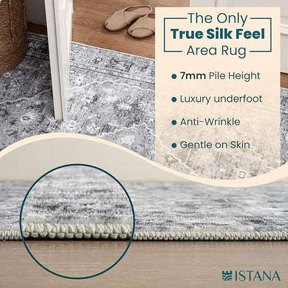 Istana 4x6 Area Rug - Grey Rugs for Living Room 4x6 - Foldable Rugs for Bedroom - Stain Resistant Washable Rug - Eco-Friendly Boho Area Rugs - Easy to Clean Living Room Rug 4 x 6