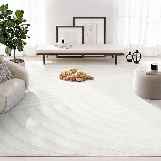Abani Zen 2' x 3' Cream Rug – Neutral Modern Linear Pattern, Small Soft Accent Rug for Entryway & Bedroom, Durable & Easy to Clean