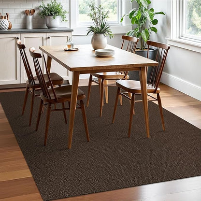 EARTHALL Washable Area Rugs 5x7 Ft Non Slip Living Room Rugs Cotton Rubber Backed Dining Room Rug Braided Bedroom Rugs Indoor Outdoor Floor Carpet for Living Room, Bedroom, Dining Room, Brown/Coffee