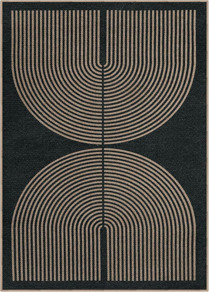 Lahome Modern Rainbow Easy Jute Carpet, Washable 5x7 Area Rugs for Living Room Patio Black Farmhouse Indoor Outdoor Rugs, Contemporary Natural Non Slip Floor Carpet for Office RV Backyard
