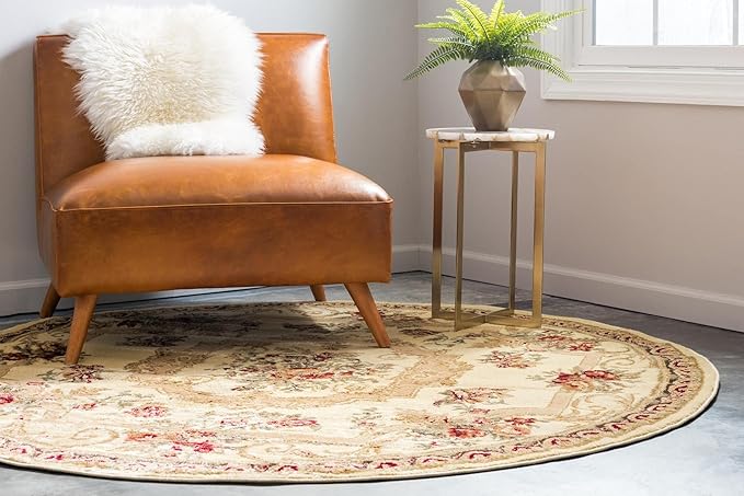 Rugs.com Chateau Collection Rug – 8' x 11' Cream Medium Rug Perfect for Kitchens, Dining Rooms
