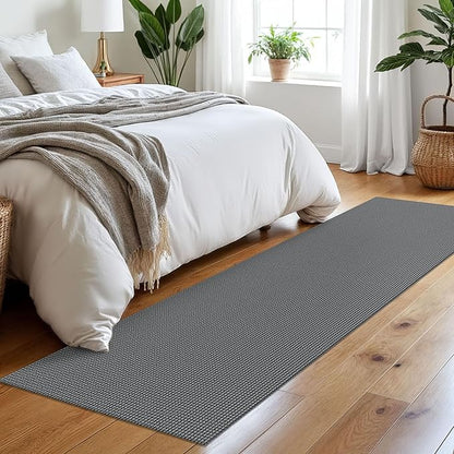 Braided Runner Rug 2x8 Ft Washable Runners for Hallways Non Slip Rubber Backed Kitchen Runners Cotton Entryway Runner Indoor, Woven Floor Carpet for Hall Kitchen Bedroom, Dark Grey/Grey
