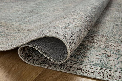 Loloi Chris Loves Julia Jules Collection JUL-08 Emerald/Antique Ivory 9'-6'' x 14', .13" Pile Height, Area Rug