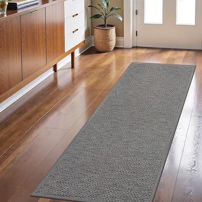 LEKEEPGO Long Door Mat 24"x59", Non Slip Door Mat Indoor Entrance, Rubber Backing Front Indoor Door mats Washable Absorbent Low-Profile Entryway Entry Resist Dirt Inside Hallway Door Mats, Light Grey