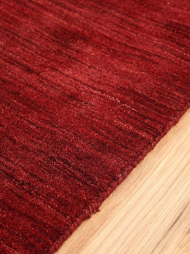 Rugsotic Carpets Hand Knotted Loom Wool ECO-Friendly Area Rugs - 8'x10', Rectangle, Red Color, Solid Plain Design, High Pile Thick Handmade Anti Skid Area Rugs for Living Room, Bed Room (L00111)
