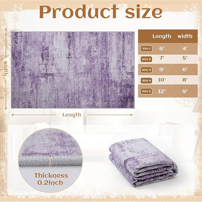 Abstract 5x7 Area Rug for Living Room Dining Room Office Bedroom Purple Grey