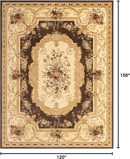 Rugs.com Chateau Collection Rug – 10' x 13' Brown Medium Rug Perfect for Living Rooms, Large Dining Rooms, Open Floorplans
