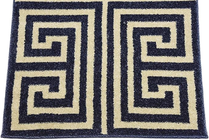 Unique Loom Athens Collection Classic Geometric Modern Border Design Area Rug (2' 0 x 3' 0 Rectangular, Navy Blue/ Beige)