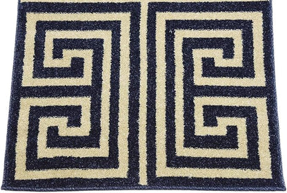 Unique Loom Athens Collection Classic Geometric Modern Border Design Area Rug (2' 0 x 3' 0 Rectangular, Navy Blue/ Beige)