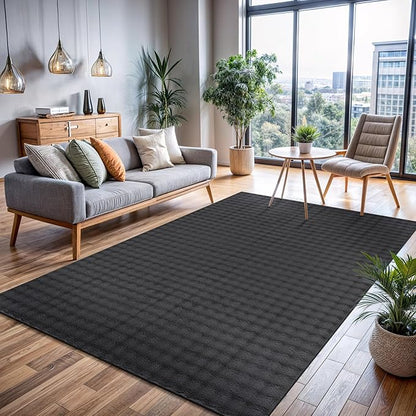 CAMILSON Modern Dark Gray Non Slip Rug 5x7 Ultra Soft High Pile Area Rugs Non Skid Rubber Backing Durable & Easy to Clean Carpet for Living Room Bedroom Kids Room Indoor Use (5 x 7 Dark Gray)
