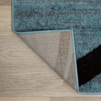 Rugshop Modern Wavy Circles Design Runner Rug, Fade-Resistant Carpet for Hallway, Mudroom, or Kitchen, Blue, 2' x 10'