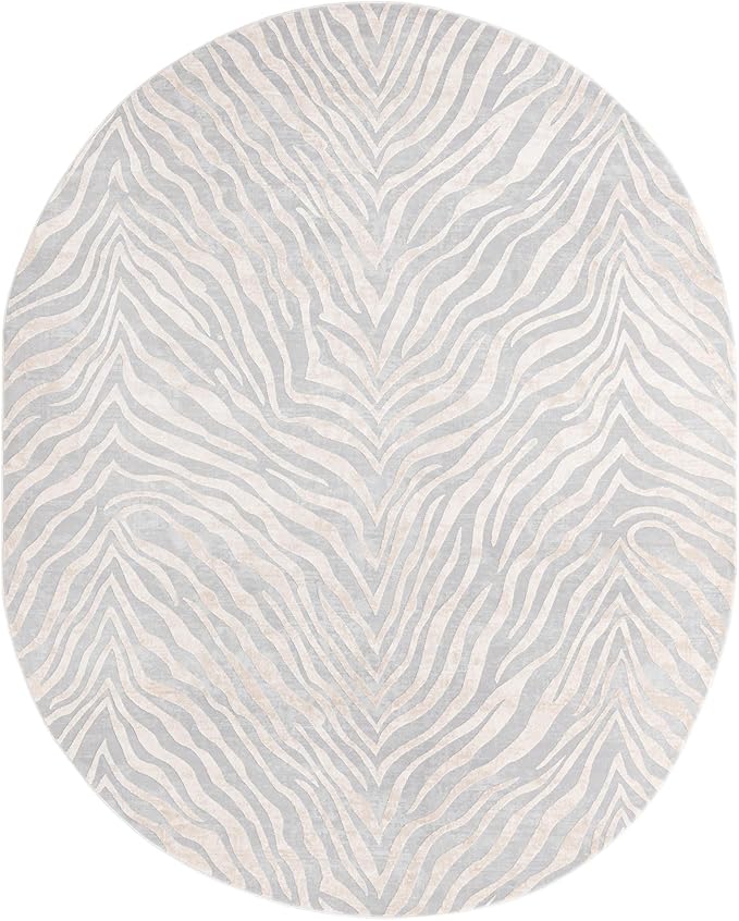 Unique Loom Finsbury Collection Area Rug - Meghan (7' 10" x 10' Oval, Gray and Ivory)