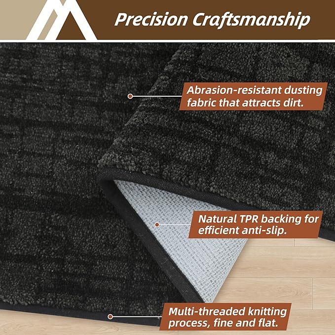 COSY HOMEER Door Mat,Dirt Trapper Entryway Rugs 20"x32",Non Slip Washable Entrance Mats,Absorbent Welcome Mat,Low Profile Dog Door Mats for Front Back Doomats and Wet Shoes,Black