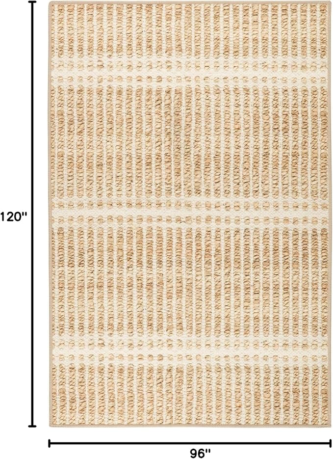 Dash & Albert Arbor Natural Machine Washable Rug, 7.5 X 9.5 Feet, Tan Stripe Pattern