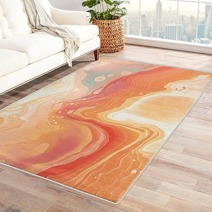 Sunset Rug, 7x10 Rug, Artistic Rugs for Living Room Bedroom Dining, Abstract Large Area Rug, Washable Rug Non Slip Soft Indoor Carpet, Kids and Pets Friendly, Sunset Home & Room Decor
