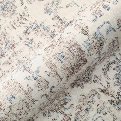 Taupe Area Rug 4x6 Office Entryway Rug Machine Washable Kitchen Vintage Distressed Non Slip Carpet Indoor Retro Floral Accent Throw Door Mat for Bathroom Bedroom Dining Living Room