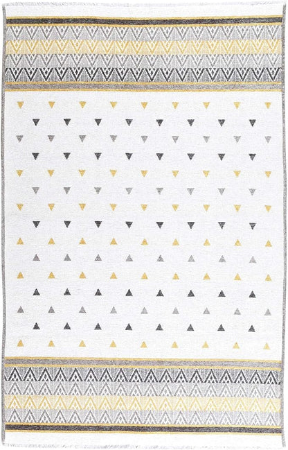 Alfa Rich 3x5 Gold Gray Off White Washable Area Rugs for Living Room Bedroom Kitchen Decor Runner