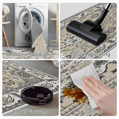 Small Area Rug 2x3ft Entryway Rug Non-Slip Washable Area Rugs Indoor Door Mat, Thick Faux Wool Carpet Kitchen Rugs with Rubber Backing for Bedroom, Kitchen, Room Entry