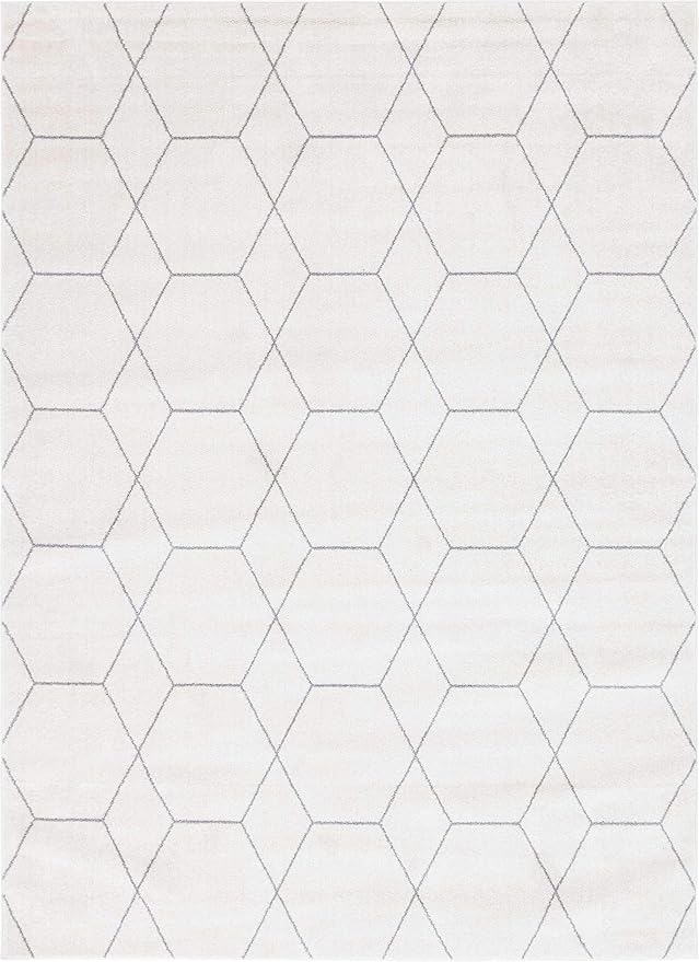 Unique Loom Trellis Frieze Collection Area Rug - Geometric (8' x 11', Ivory/ Gray)