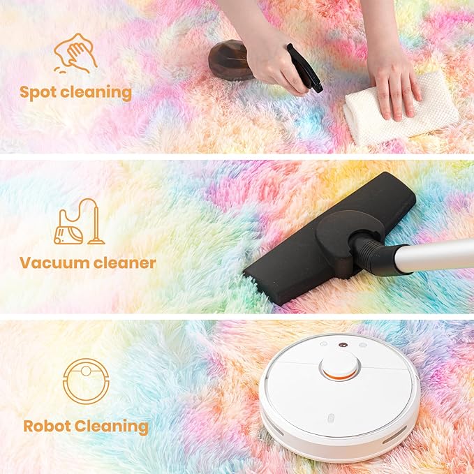 Zentavio Unicorn Rugs for Girls Room 6x9 Area Rugs for Living Room Carpet for Bedroom Washable Soft Fluffy Shag Aesthetic Plush High Pile Throw Rug for Nursery Kids Room Dorm Room Rainbow