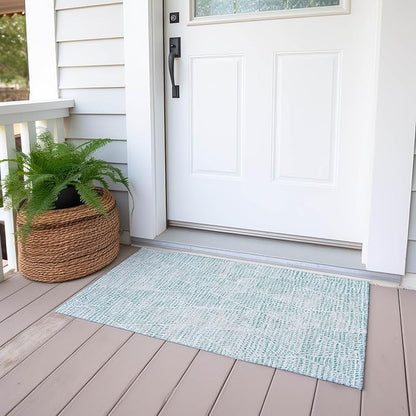 Addison Rugs Chantille ACN591 Aqua 1'8" x 2'6" Indoor Outdoor Area Rug, Easy Clean, Machine Washable, Non Shedding, Bedroom, Living Room, Dining Room, Kitchen, Patio Rug